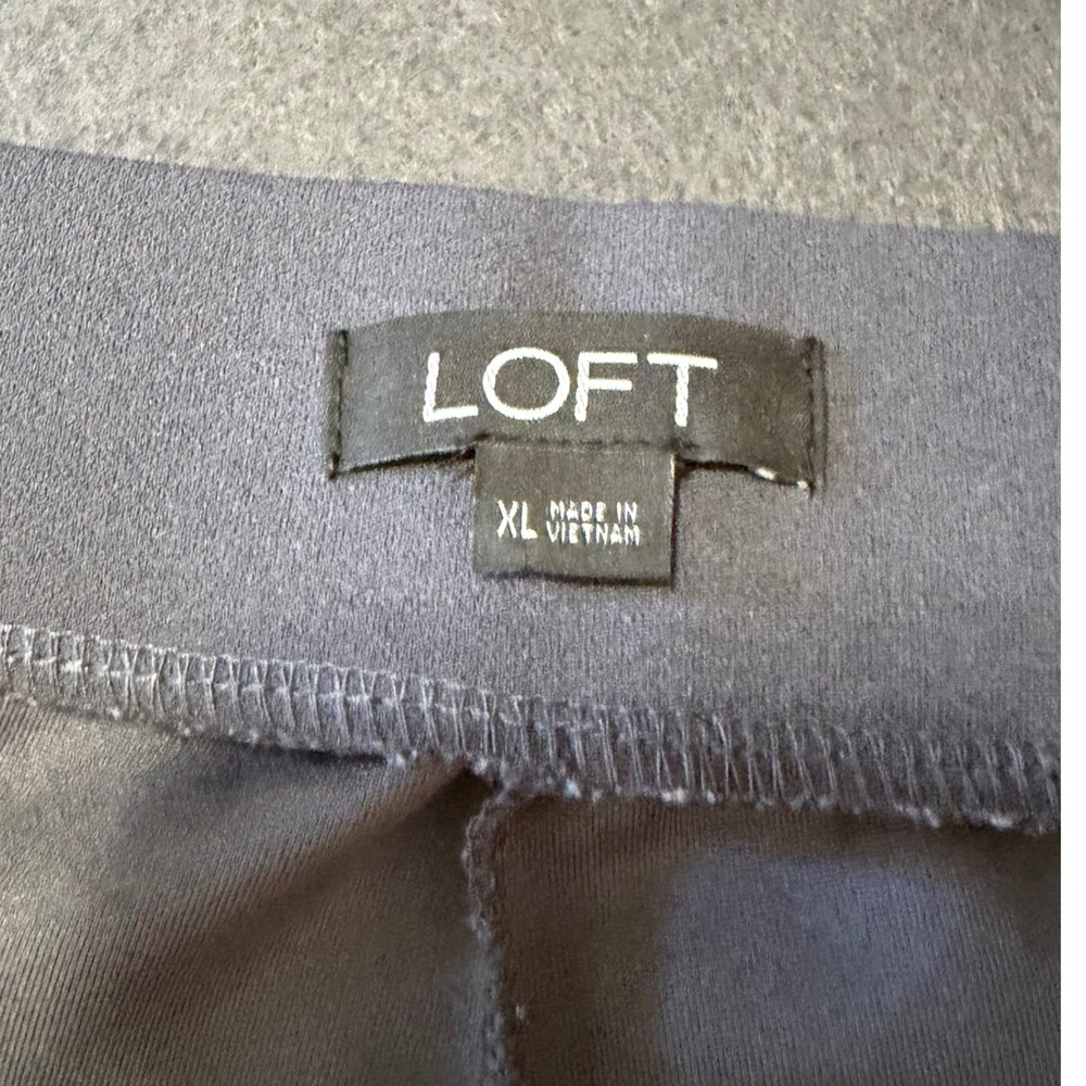 LOFT Pintuck Straight Leg Trousers Women XL Gray Pullon Stretch Fall Core Basic - Picture 4 of 8